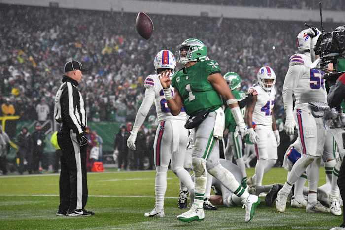 Jalen Hurts has recorded 29 total touchdowns this season while leading the Philadelphia Eagles to a 10-1 record.